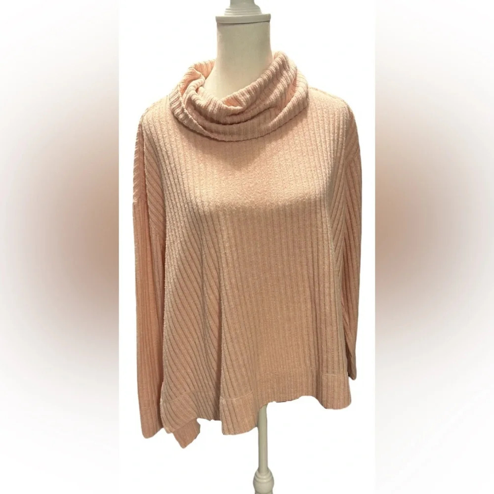 Anthropologie Maeve Light Pink Size XS Waffle Knit Cowl Neck Sweater